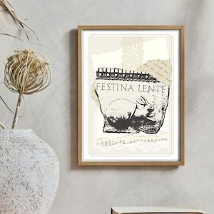 Festina Lente, Stoa, Wort der Weisheit, lateinische Zitate Wandkunst, Stoa, Philosophie Geschenke, Academia Kunstdruck, Motto Poster