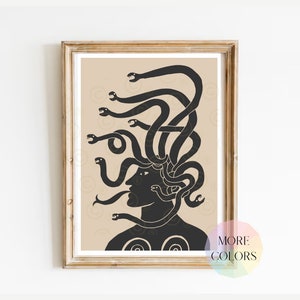 MEDUSA Print, Greek Mythology Art, Goddess Poster, Dark Academia Art, Snake Goddess Wall Art, Aesthetic Room Decor, Mythological Creatures