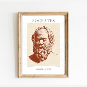Socrates Poster, Philosophy Gift, Greek Philosophy art, Philosopher bust wall art