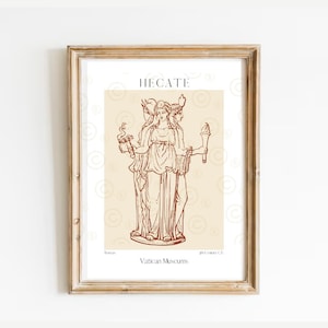 Hekate Kunstdruck, Dreifache Göttin Wandkunst, griechische Mythologie Druck, Dark Academia Dekor, Museum Poster, Skulptur Wandkunst, Statue Poster