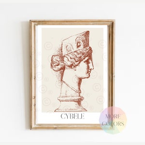 Cybele, Ancient Goddess Print, Altar Decor, Greek Mythology Decor, Mother Goddess, Cybele Statue Poster, Magna Mater, Ancient Phrygian