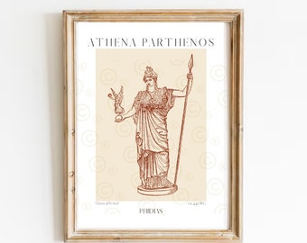 Athena Sculpture Print, Greek Mythology Art, Minerva Goddess Poster
