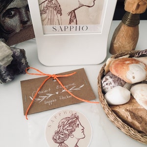 Sappho Sticker, Sapphic Art, Feminist Sticker, Classic literature sticker, Literary gift, Ancient Greek Sticker, Gift for poetry lovers image 3