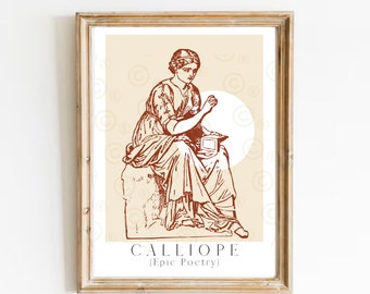 Calliope, The Nine Muses, Classic literature poster, Poetry Gifts, Literature Teacher Gift, Bookish Prints, Greek Mythology, Literary Poster