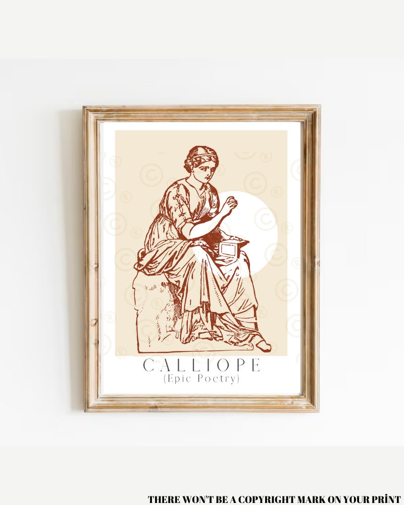 Calliope, The Nine Muses, Classic literature poster, Poetry Gifts, Literature Teacher Gift, Bookish Prints, Greek Mythology, Literary Poster