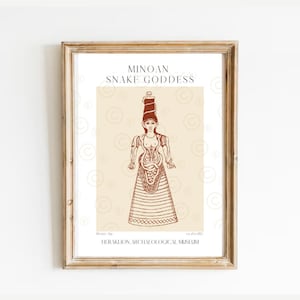 Minoan Snake Goddess, Knossos Art, Museum poster, Greek Mythology Art, Statue Print, Bronze age art, Crete Greece, Cycladic art