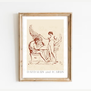 Icarus Print, Myth poster, Daedalus and Icarus, Icarus Falls, The Fall of Icarus, Light Academia Decor, Myth Gallery, Greek Mythology poster