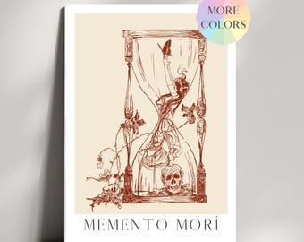 Memento Mori Print, Dark Academia Stoic Decor, Latin Quote Wall Art