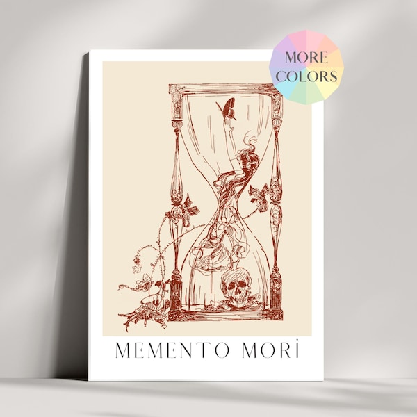 Memento Mori Print, Dark Academia Stoic Decor, Latin Quote Wall Art