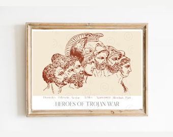 Impresión de los héroes de la guerra de Troya, arte mitológico de la Ilíada