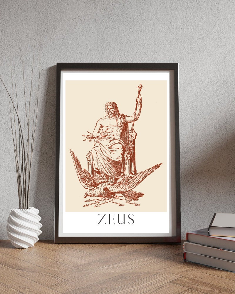 Zeus Art Print, Greek Mythology Altar Decoration - Etsy