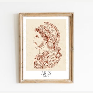 God of War poster, Ares print, Roman god Mars, 12 Olympians, Greek Mythology Print, Dark academia room decor, Greek gods poster, Courage god