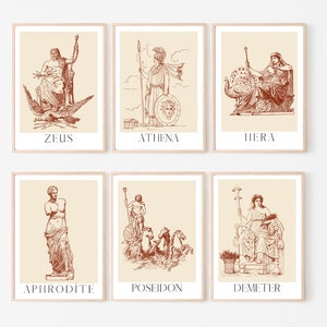 Set of 12 prints, Ancient Greek Gods, Greek Goddess, 12 Olympians, Greek Mythology art, Greek home decor, Greek gifts, Greek pantheon, Pagan
