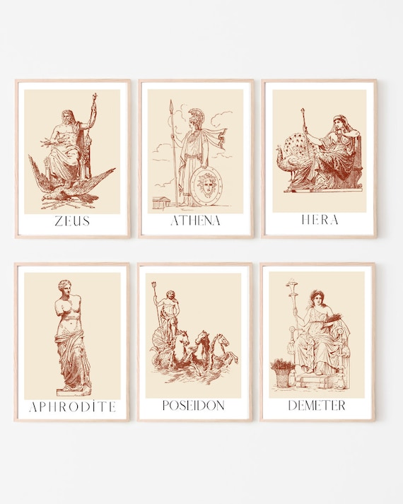 Greek Mythology Decor Set Of 6 Antque Greek Mythologcal Prnts Greek And Roman Aesthetc