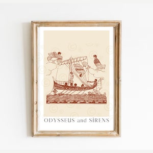 The Odyssey by Homer Poster, The Odyssey art, Classic literature wall art, iliad print, Odysseus, Greek myth poster, Siren art