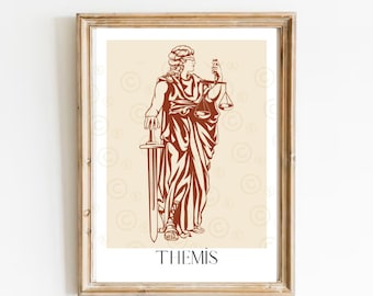 Lámina artística de la diosa de la justicia Temis, decoración para despacho de abogados
