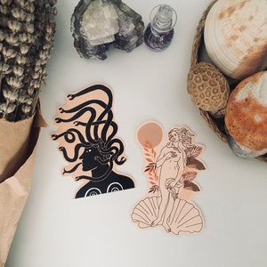Goddess Aesthetic Sticker Pack, Mythology Sticker Set, Greek Statue Sculpture Sticker Bundle, Medusa and The Birth of Venus Laptop Decal