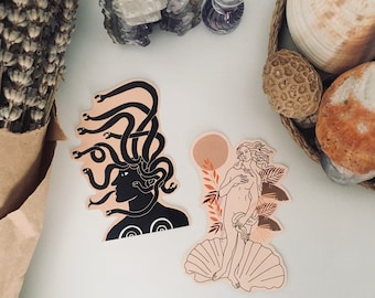 Stickers déesse, mythologie grecque, méduse, naissance de Vénus, sticker imperméable