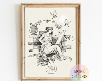 Sappho Art Print, Sapphic Decor,  Ancient Greek Literature Wall Art