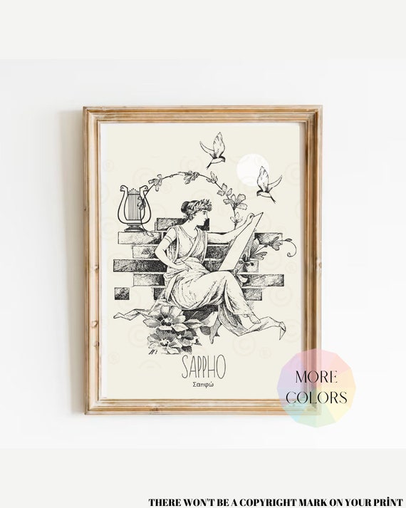 Sappho Art Print, Sapphic Decor,  Ancient Greek Literature Wall Art