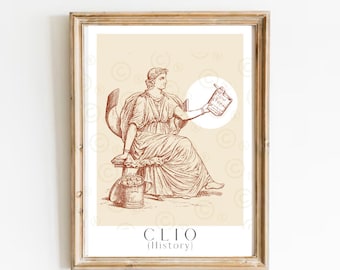 Clio, Clio Muse, History Poster, Historian gift, History Teacher Gift, The Nine Muses Print, Greek Mythology decor, Academia wall art