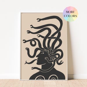 MEDUSA Print, Griechische Mythologie Kunst, Göttin Poster, Dark Academia Kunst, Schlangengöttin Wandkunst, Ästhetisches Raumdekor, Mythologische Kreaturen