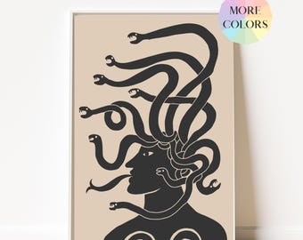 Lámina artística de Medusa, póster de mitología griega, decoración de Dark Academia