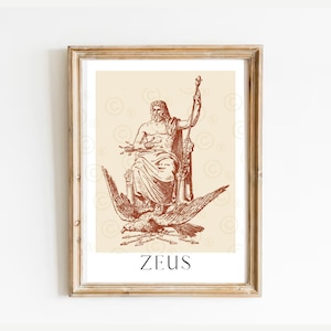 Kunstdruck Zeus, Jupitergott, griechisches Pantheon, König der Götter, römisches Pantheon, Donnergott, Altardekoration, olympische Götter, griechische Mythologie