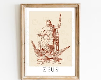 Zeus Art Print, Greek Mythology Altar Decoration
