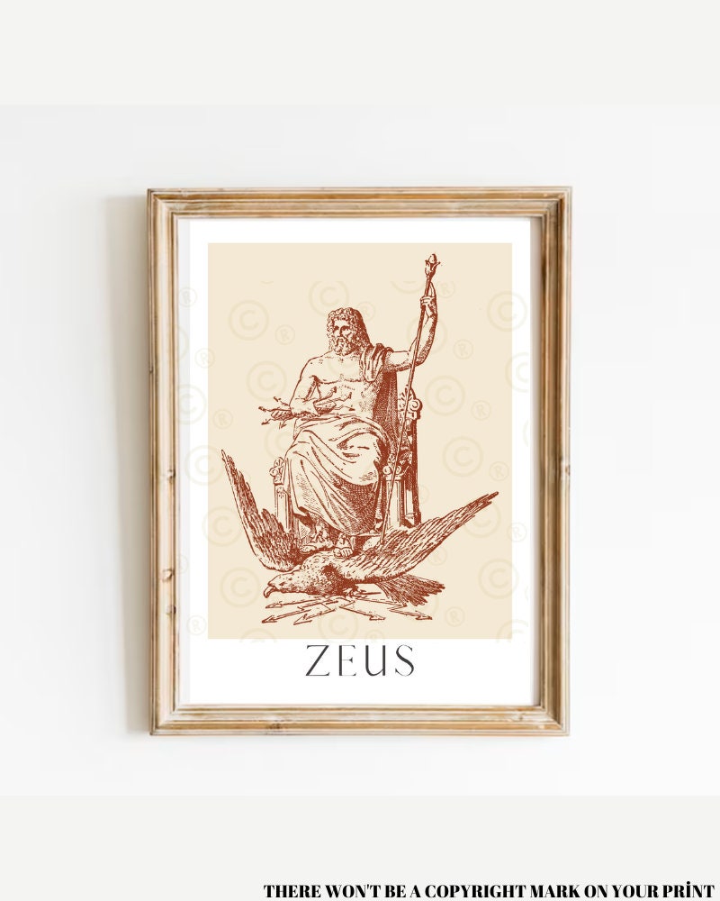 Zeus Art Print, Greek Mythology Altar Decoration - Etsy