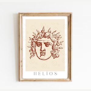 Helios, Greek Mythology Print, Academia Decor, Mythology Gift, Greek Gods Poster, Wiccan Decor, Pagan Art, Myth Gallery, Deity art