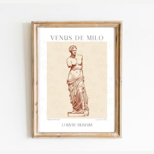 Impresión de Venus de Milo, póster de museo, arte mural de esculturas, arte de mitología griega, arte mural de Afrodita, impresión de diosa griega, póster de historia del arte