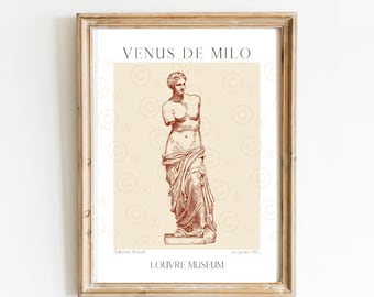 Venus de milo print, Museum poster, Sculpture wall art, Greek Mythology Art, Aphrodite wall art, Greek goddess print, Art history poster