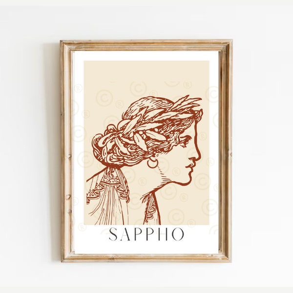 Sappho Poster, Sapphic Art, Lesbian Decor, Feminist Room Decor, Wlw Art, Light academia decor, Poet gifts, Literature teacher gift