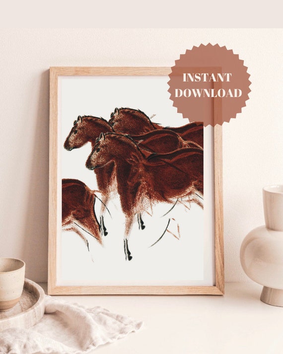 ラスコー洞窟壁画「馬」の版画、先史時代の美術（デジタルダウンロード