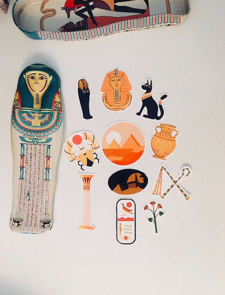 Egyptian Stickers Pack, Egyptology Gift, Egypt Laptop Decals, Ancient Egypt Vinyl Sticker Bundle, History Sticker Set, Archaeologist Gift
