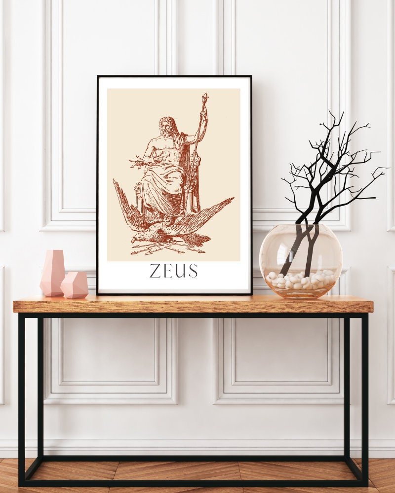 Zeus Art Print, Greek Mythology Altar Decoration - Etsy