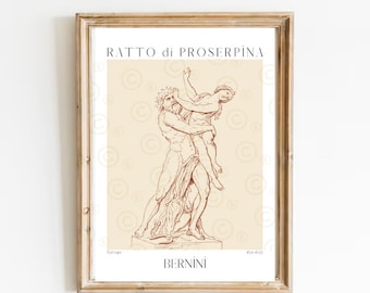 Bernini Statue Poster, Pluto and Proserpina, Art history posters, Hades and Persephone wall art, Baroque art print, Persephone altar decor