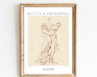 Lámina artística de Plutón y Proserpina de Bernini, arte mural barroco de Hades y Perséfone