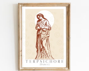Terpsichore, Dancer Gift, The Nine Muses, Greek Mythology art, Greek Goddess, Dance Gift for Teacher, Ballet Gift for Adults, Academia art