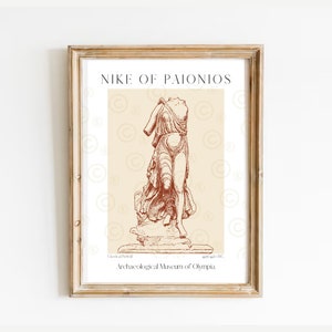 Goddess Nike Print, Goddess of Victory, Greek Mythology Art, Museum Poster, Aesthetic Room Decor, Neutral Tones, Classical Period Sculpture