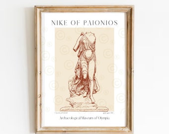 Goddess Nike Print, Greek Mythology Art, Museum Sculpture