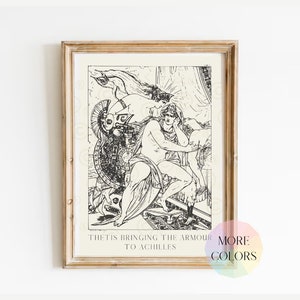 Achilles und Patroklos Druck, griechischer Mythos Poster, Iliad Druck, Mythologie Wandkunst, griechische Mythologie Druck, Thetis, Dark Academia Druck