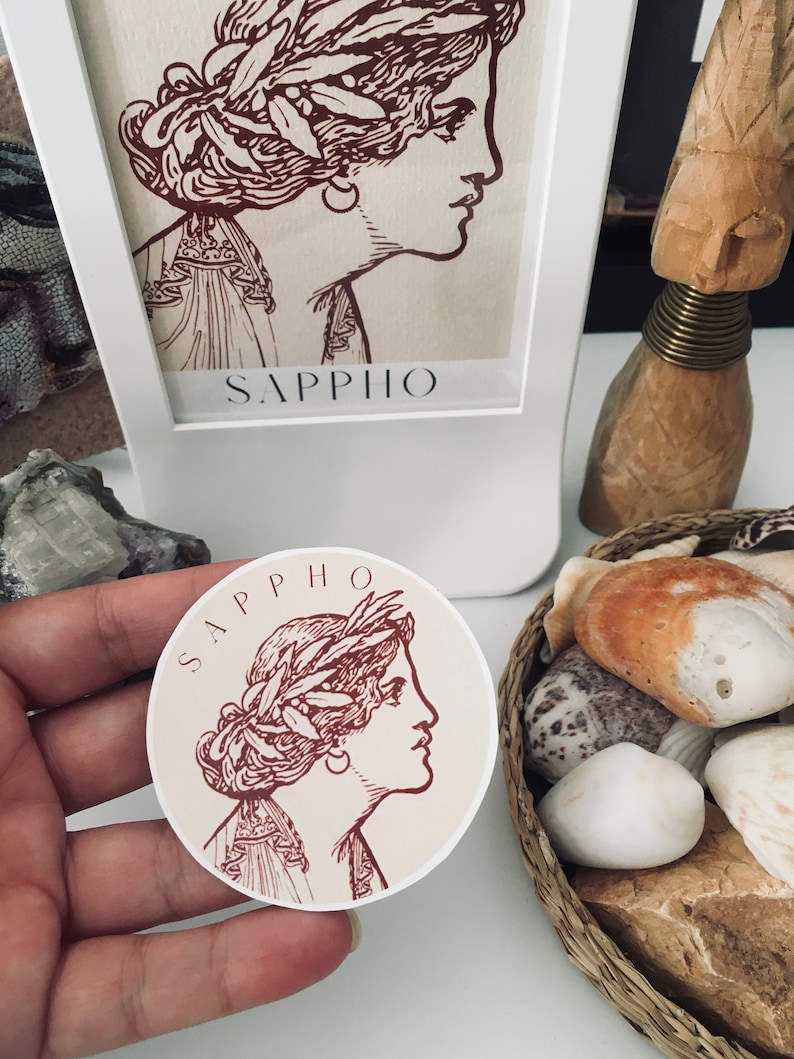 Sappho Sticker, Sapphic Art, Feminist Sticker, Classic literature sticker, Literary gift, Ancient Greek Sticker, Gift for poetry lovers image 1