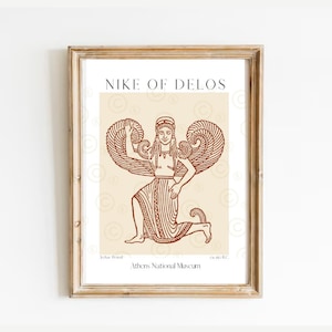 Goddess of Victory, Museum Poster, Greek Mythology Art, Goddess Nike Print, Archaic Greece, Hellenic Heritage, Classical Studies