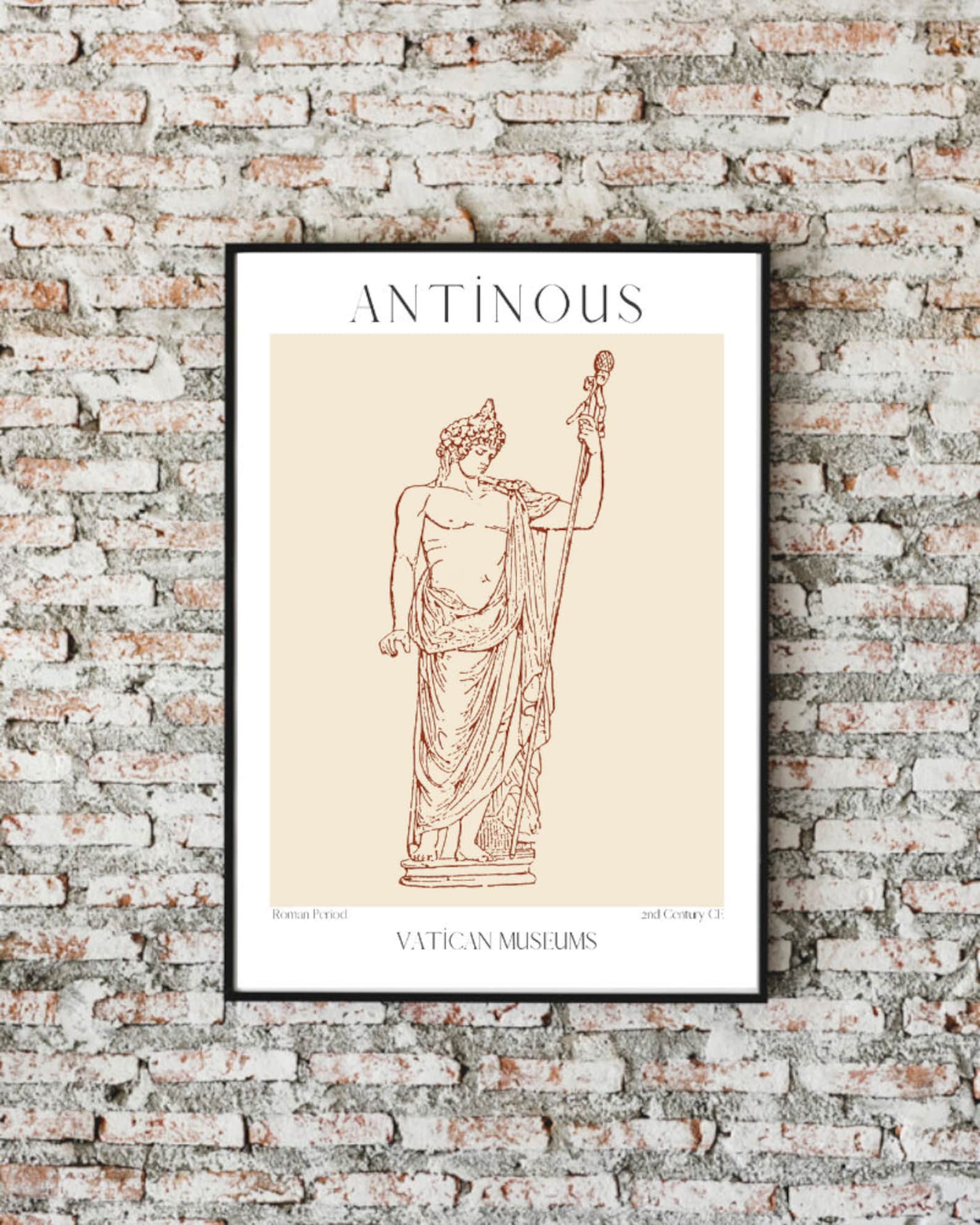 Antinous wall art Ancient Roman art GrekoRoman statue Etsy