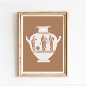 Impresión de jarrón griego, póster de cerámica antigua, decoración de cocina bohemia estética con tonos neutros de terracota, arte de pared para el comedor, inauguración de la casa