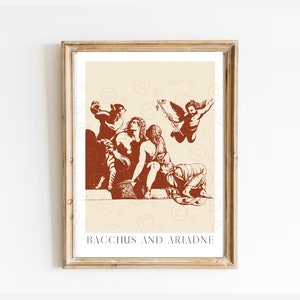 Bacchus and Ariadne, Bacchus wall art, Dionysus Print, Mythology wall art, Myth print, Greek Mythology, Dark Academia Decor, Mythology gift
