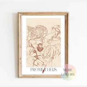 Prometheus Art, Gott des Feuers, Dekor der griechischen Mythologie, Drucke der griechischen Götter, Academia Drucke, klassische Literatur, einzigartige Geschenke, Titan