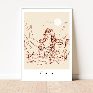 Gaia Print, Goddess Poster, Mother Earth Art, Divine Feminine Art, Greek goddess,Gaia Art,Mother Nature, Mythology Drawing, Greek Mythology